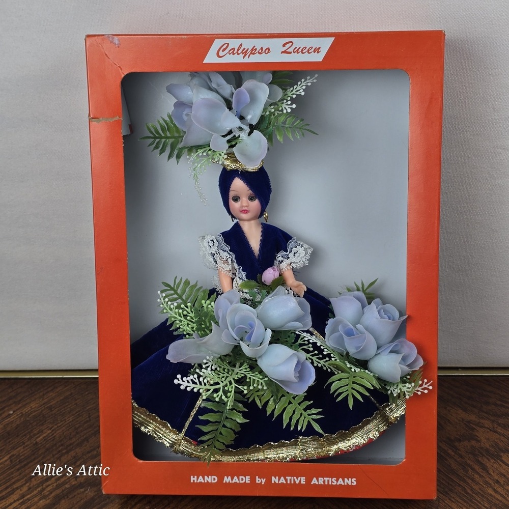 Doll Tree Topper Christmas Angel New Blue Gold Calypso Queen Floral Vtg Decor